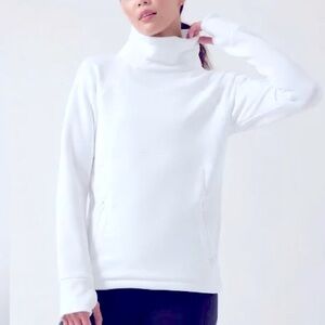 Athleta Altitude Polartec Funnel Neck Sweatshirt - White, Size L